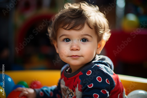 Cute children in playground playroom territory having fun playful childish mood made by Generative AI