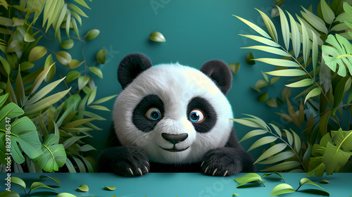 Cute Cartoon Panda Banner with Room for copy
