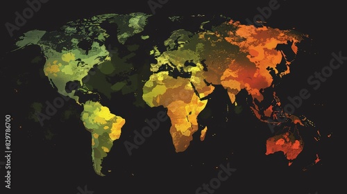 Develop a world map that shows the global distribution of internet users. Use different colors to represent varying levels of internet penetration.
