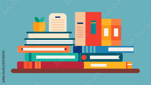 A stack of favorite books and magazines sit on the bottom shelf providing a fun and quick read during inbetween class breaks.. Vector illustration