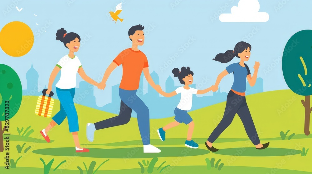 Develop an infographic on family health and wellness. Include ideas for staying active together, healthy eating habits, and regular medical check-ups.