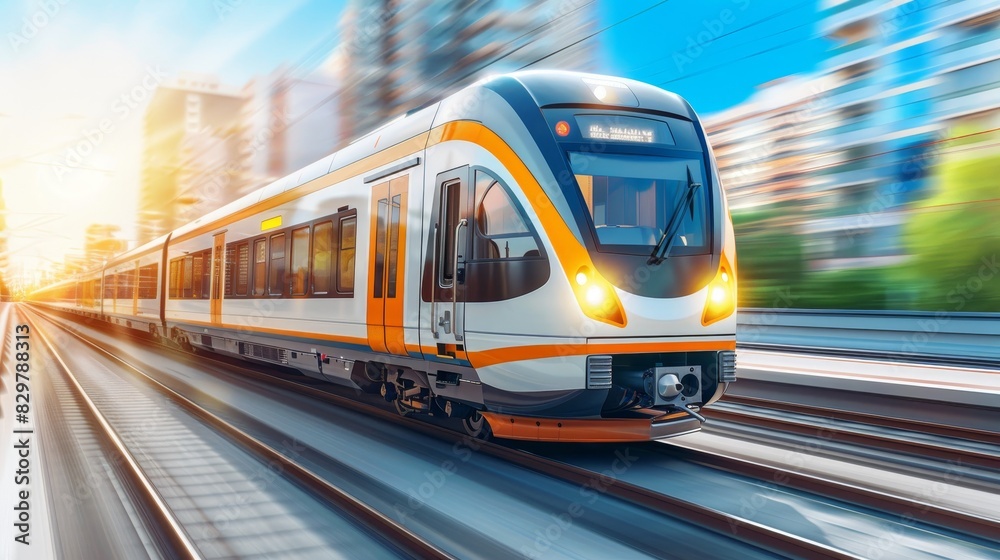 Naklejka premium Sleek high speed train symbolizing the significant progress in transportation technology