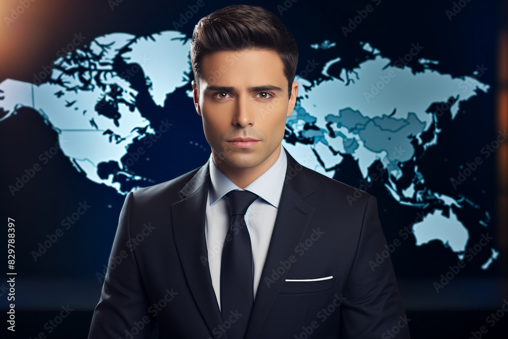 Professional reporter journalist in front of camera making breaking news reportage Generative AI picture Professional reporter journalist in front of camera making breaking news reportage Generative AI picture