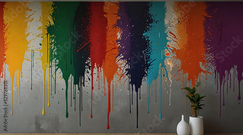 Realistic Modern Paint Design On Wall