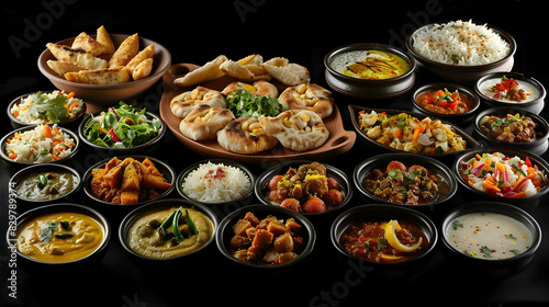 Indians foods on black background