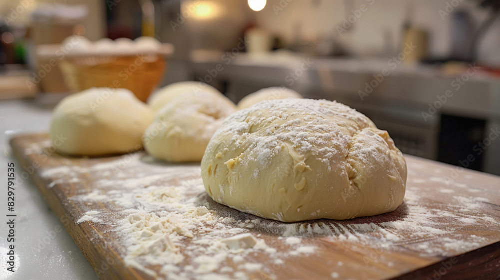 fresh knitted dough with wheat flour fresh knitted dough with wheat flour