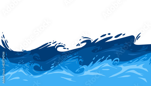 Illustration of blue sea water background. Perfect for wallpaper, background, banner, brochure, book cover, magazine