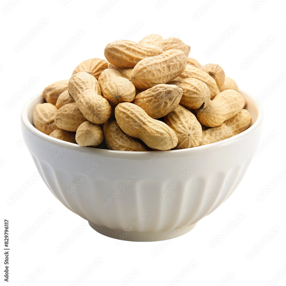 A bowl of peanuts on transparent background