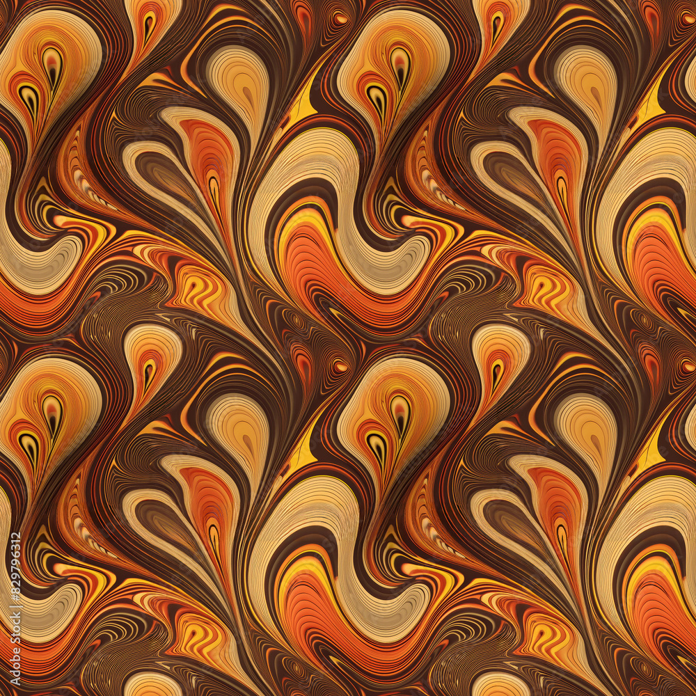 Brown and orange swirl seamless pattern design Brown and orange swirl seamless pattern design