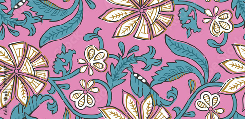 Indian Floral Seamless Pattern All over print Vector Illustration