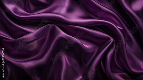 Luxurious Deep Purple Satin Fabric with Smooth Folds and Rich Texture