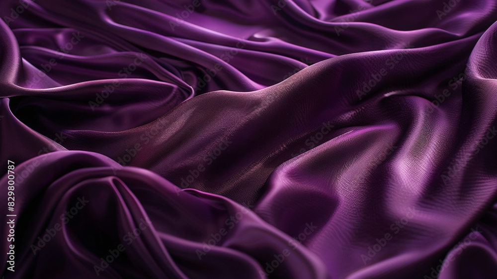 Obraz premium Luxurious Deep Purple Silk Fabric with Elegant Folds and Smooth Texture