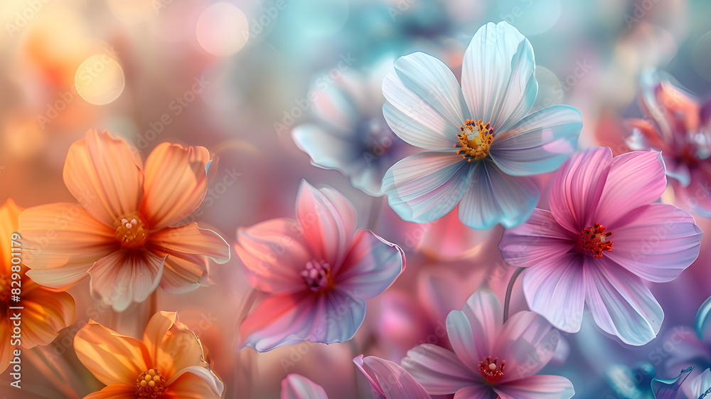 Beautiful rainbow colored flowers on a clear background Beautiful rainbow colored flowers on a clear background