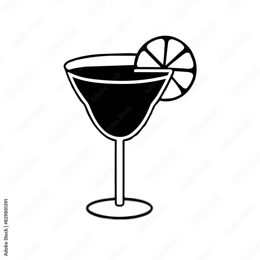 line drawing of a cocktail glass with a garnish line drawing of a cocktail glass with a garnish