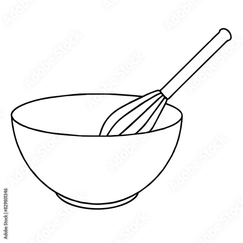 mixing bowl paired with a whisk; essential tools for baking and cooking preparations