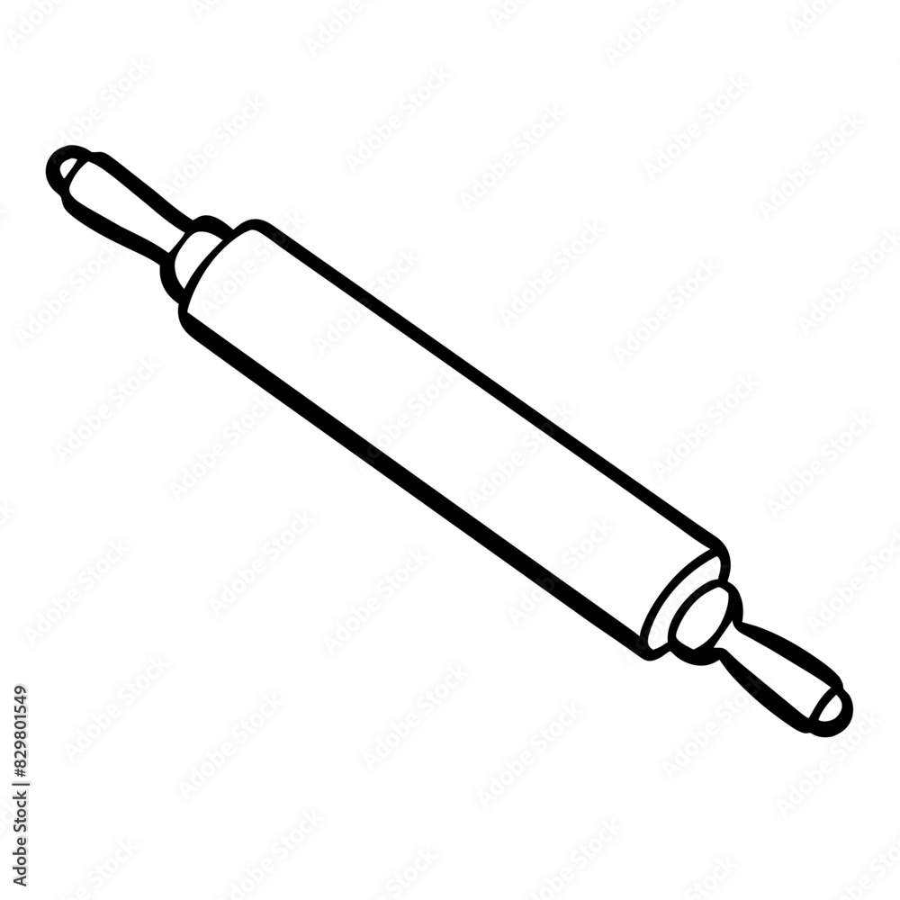 line drawing of a rolling pin, essential for baking line drawing of a rolling pin, essential for baking