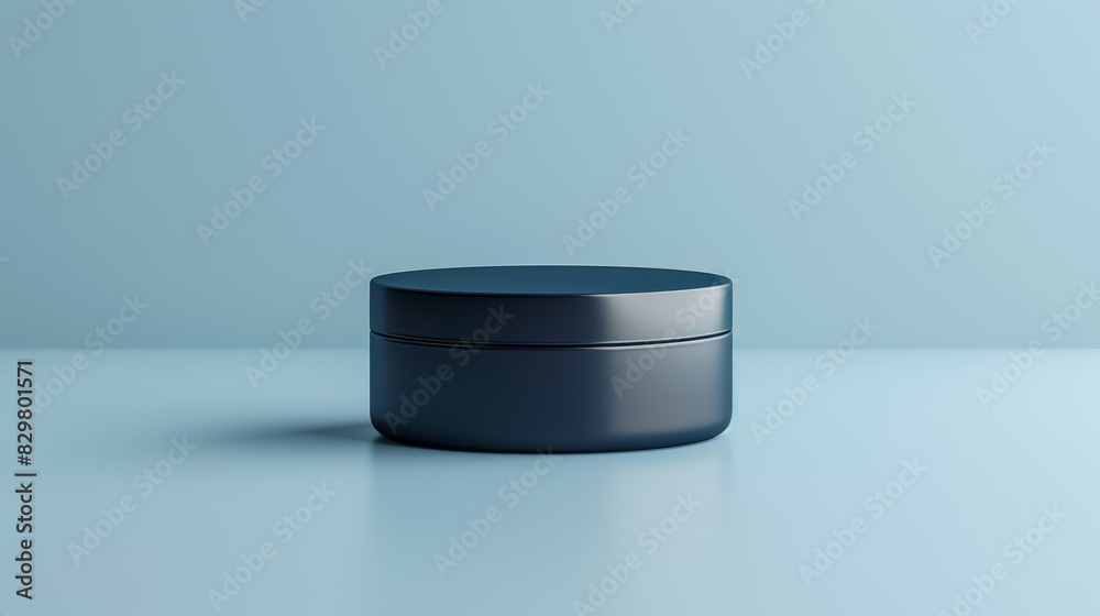 A small jar of makeup sits on a table A small jar of makeup sits on a table