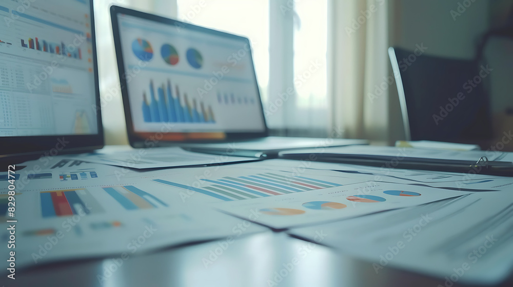 Fototapeta premium Business graph, study and learn business statistics.