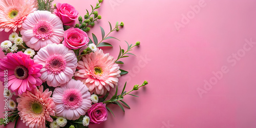 Cute pink backgroun with flowers