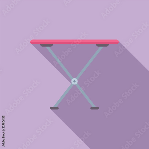 Minimalist vector illustration of a stylish ironing board with a purple background and shadow