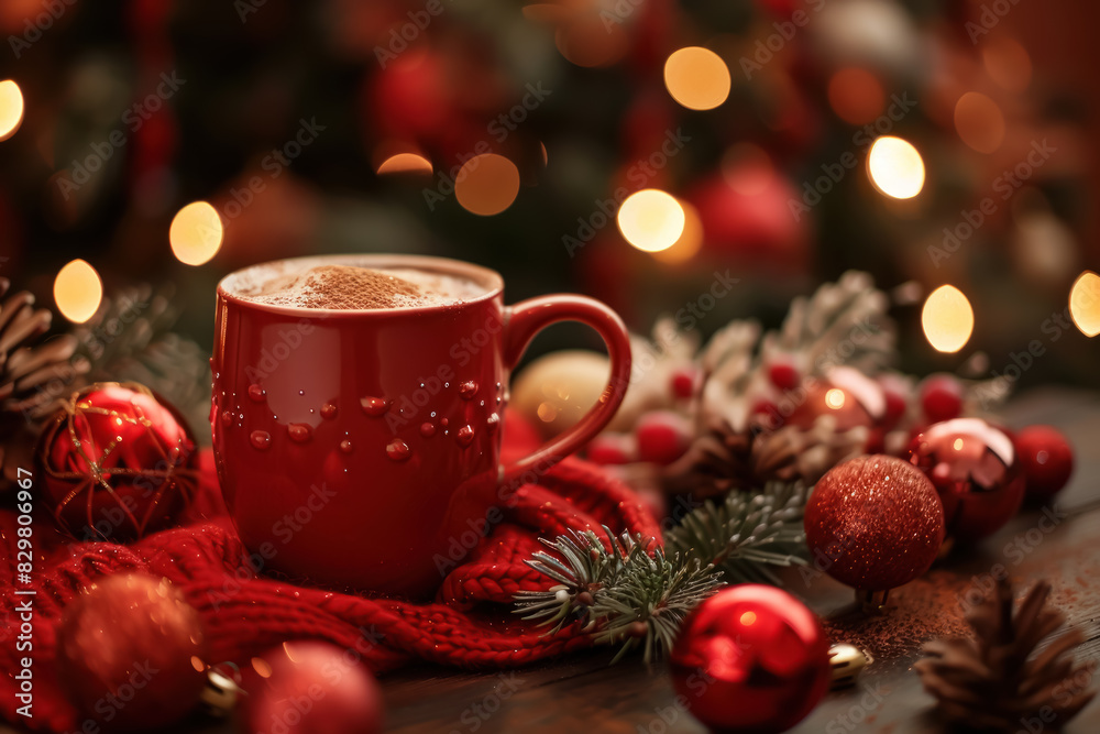 Christmas Cocoa, Festive mug of hot cocoa with decorations, Holiday and Warmth, Seasonal Treat Christmas Cocoa, Festive mug of hot cocoa with decorations, Holiday and Warmth, Seasonal Treat