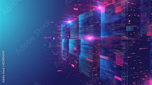 Futuristic technology background with digital circuits and glowing lights  depicting advanced data storage and information processing.