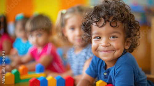 preschool kids in class playing