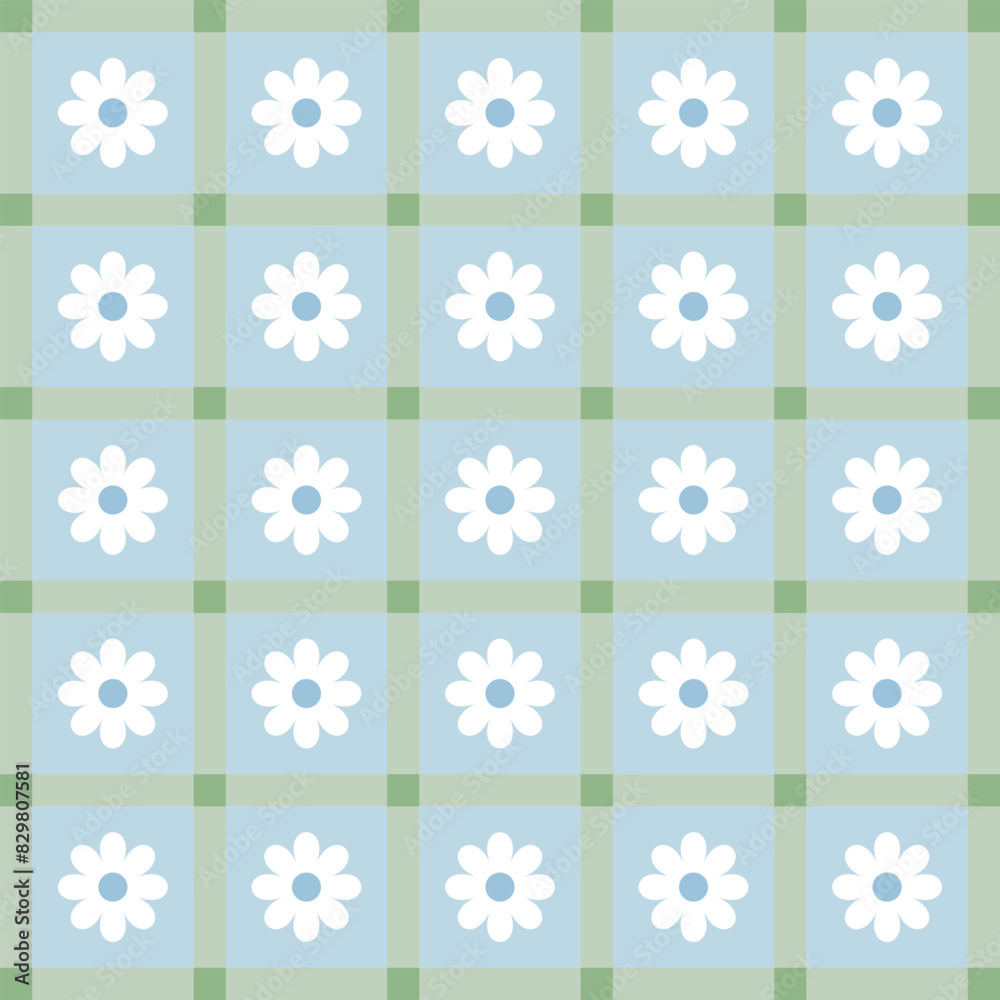 Background illustration of a combination of flowers and check patterns. used for wallpaper, tile, fabric, textile. Background illustration of a combination of flowers and check patterns. used for wallpaper, tile, fabric, textile.