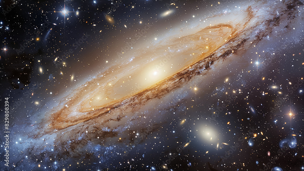 Spectacular View of a Spiral Galaxy with Bright Core and Starry Surrounding Sky Spectacular View of a Spiral Galaxy with Bright Core and Starry Surrounding Sky