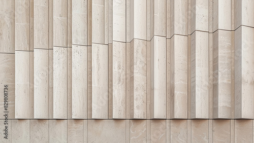 Textured Beige Wall with Geometric Vertical Patterns in Modern Architectural Design