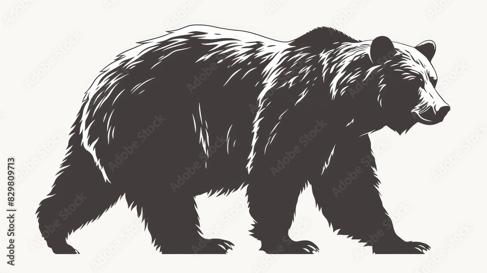 2d icon of a bear silhouette in flat grayscale design
