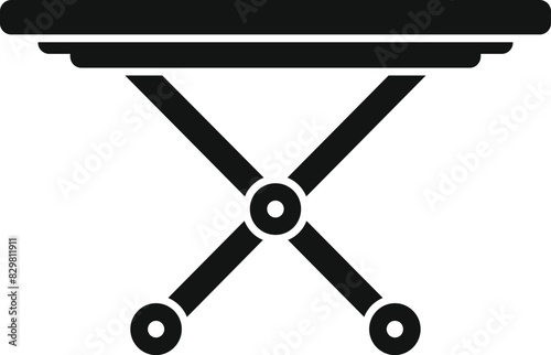 Simplistic vector icon depicting a collapsible table in monochrome photo