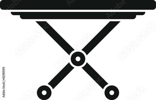 Simplistic vector icon depicting a collapsible table in monochrome