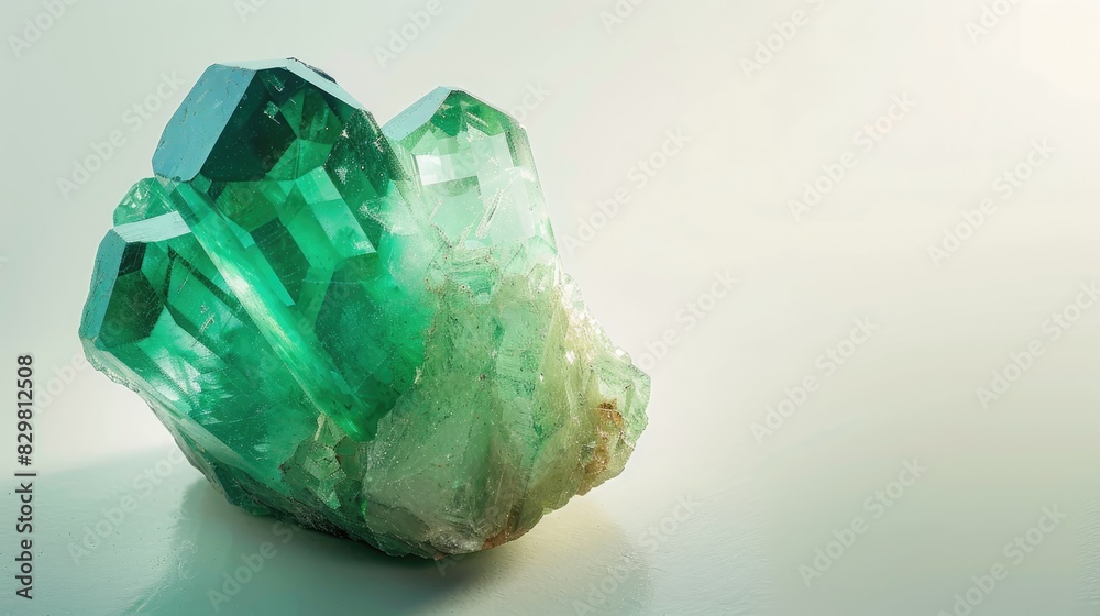 Fototapeta premium Green crystal gemstone isolated on white background