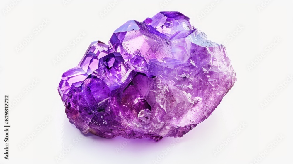 Violet crystal gemstone isolated on white background Violet crystal gemstone isolated on white background