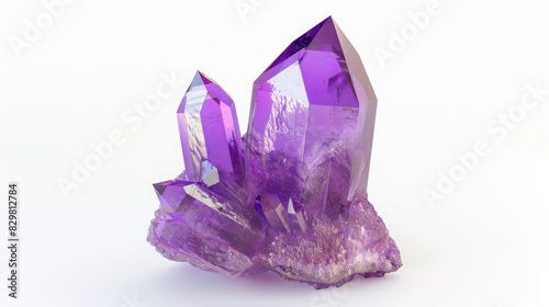 Violet crystal gemstone isolated on white background