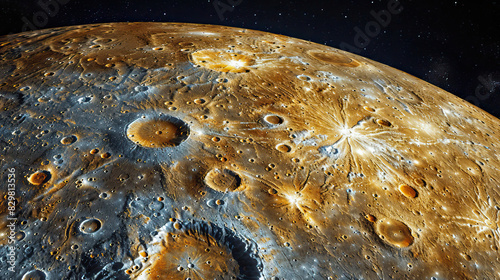 Modern clear  simple and detailed space background  wallpaper  backdrop  texture  surface of planet Mercury  isolated on black background. LIDAR type model  elevation terrain scan  topography map  3D