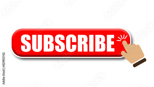 Wallpaper Mural Hand cursor clicking on red subscribe button. Subscribe button. Hand pointer icon. Subscription service. Social media concept. Streaming video. Play button vector icon. Vector graphic. Torontodigital.ca