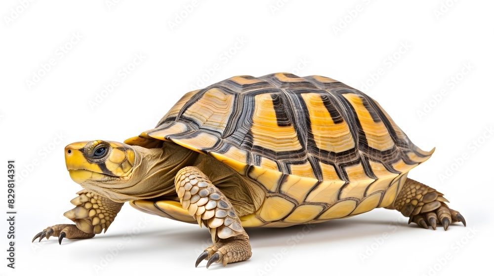 Obraz premium Realistic tortoise isolated on white background. Generative AI.