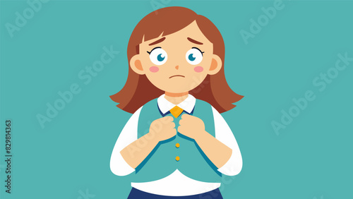 Nervously fidgeting with her skirt a student couldnt help but feel selfconscious in the fitted uniform wishing she could hide in her baggy clothes from before.. Vector illustration