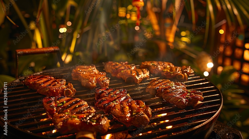 Grilled meat on the grill Grilled meat on the grill