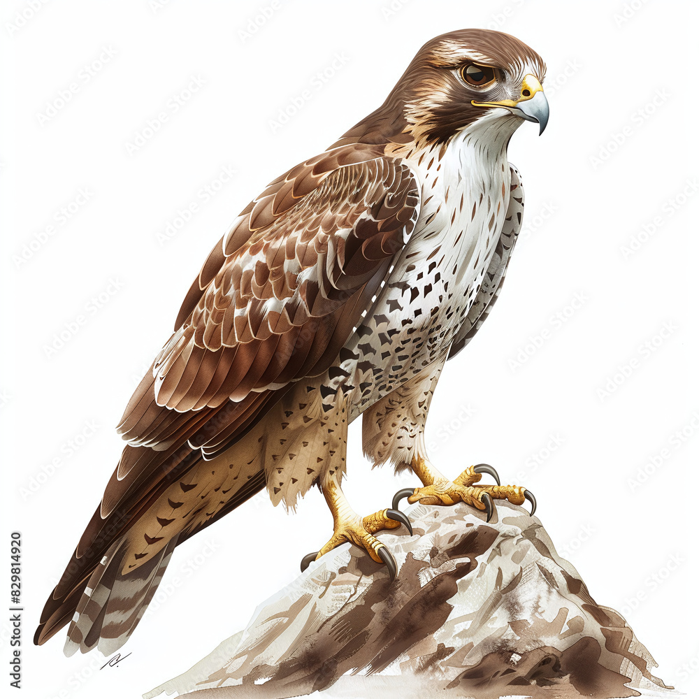 Fototapeta premium Falcon, realistic style, white background