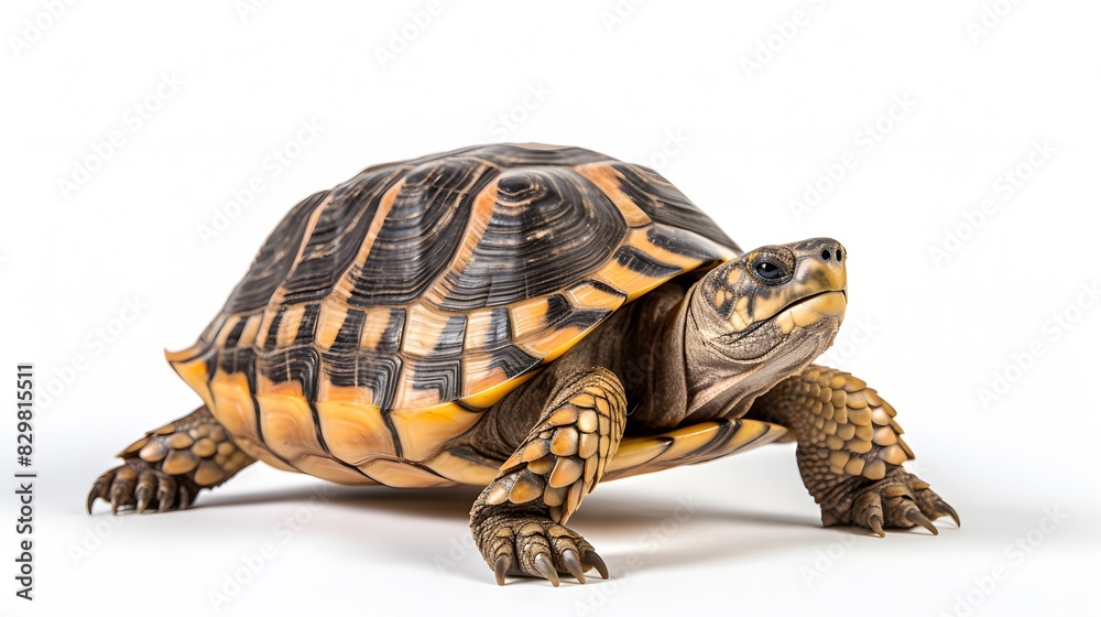 Fototapeta premium Realistic tortoise isolated on white background. Generative AI.