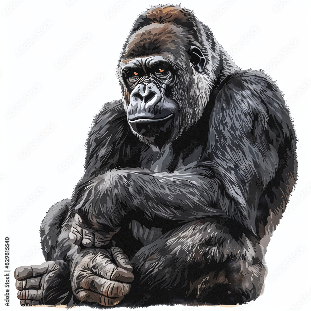 Gorilla, realistic style, white background Gorilla, realistic style, white background