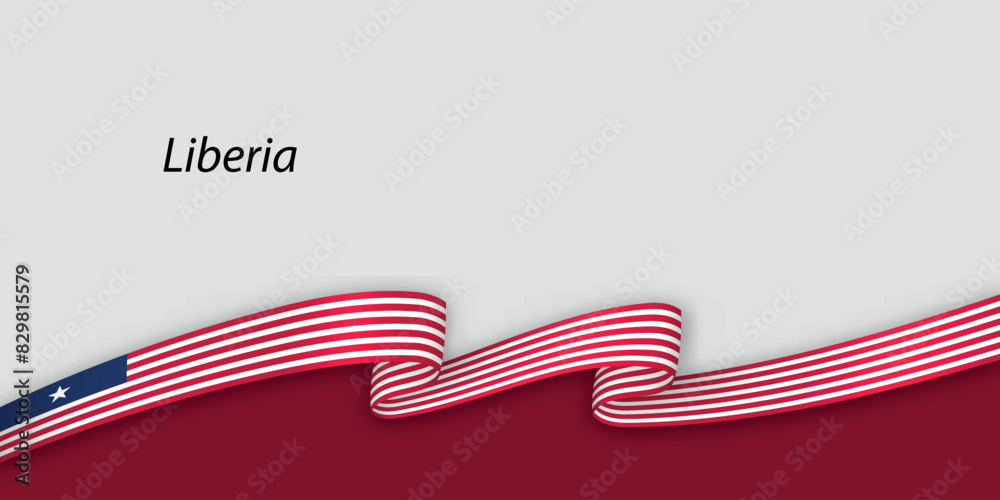 3d ribbon with national flag Liberia isolated on white background 3d ribbon with national flag Liberia isolated on white background