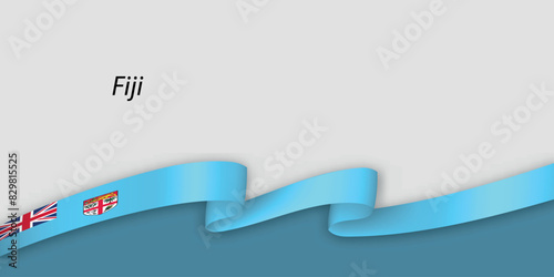 3d ribbon with national flag Fiji isolated on white background