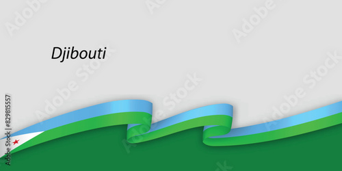 3d ribbon with national flag Djibouti isolated on white background photo