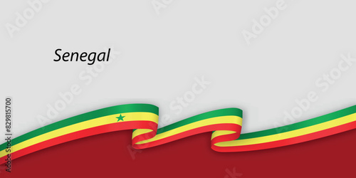 3d ribbon with national flag Senegal isolated on white background