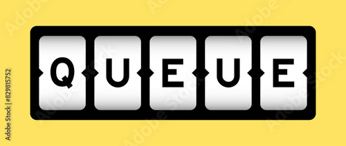 Black color in word queue on slot banner with yellow color background