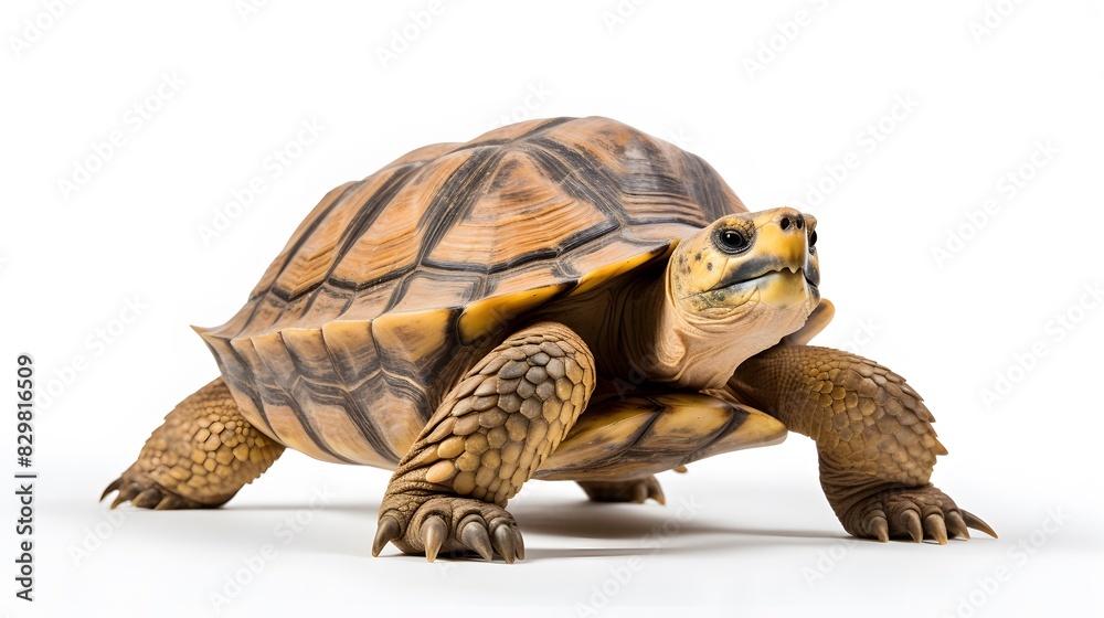 Obraz premium Realistic tortoise isolated on white background. Generative AI.